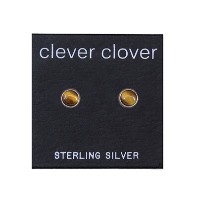 Tiger Eye 5mm Sterling Silver Circle Posts - P5-TE