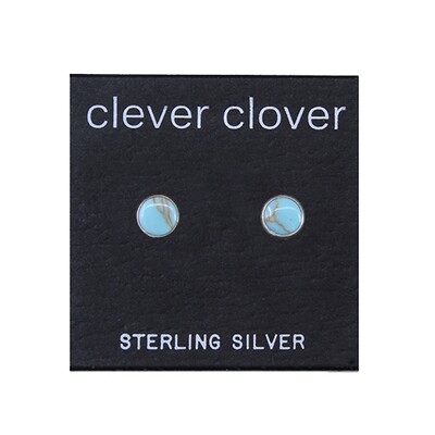 Turquoise Colored 5mm Sterling Silver Circle Posts - P5-TQ
