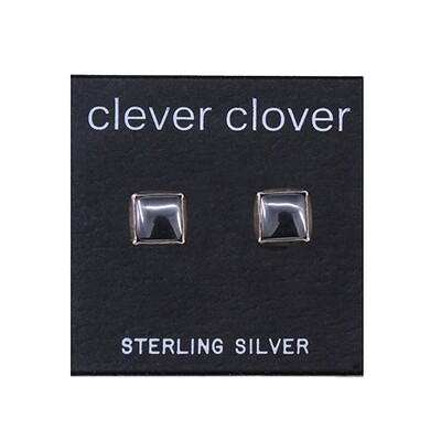 Hematite 6mm Sterling Silver Square Posts - P7-HEM