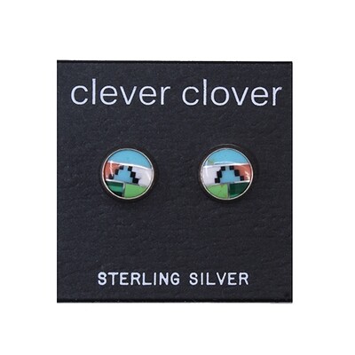 Mosaic 8mm Sterling Silver Circle Posts - P8-MOW