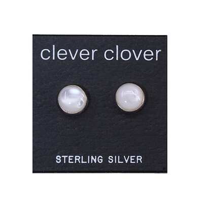 Mother of Pearl 8mm Sterling Silver Circle Posts - P8-MOP