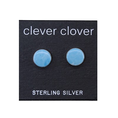 Sky Colored 8mm Sterling Silver Circle Posts - P8-LAR