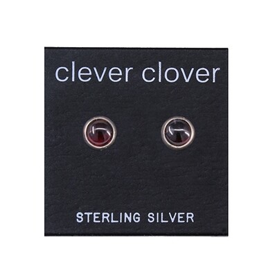 Garnet 6mm Sterling Silver Circle Posts - P6-GAR