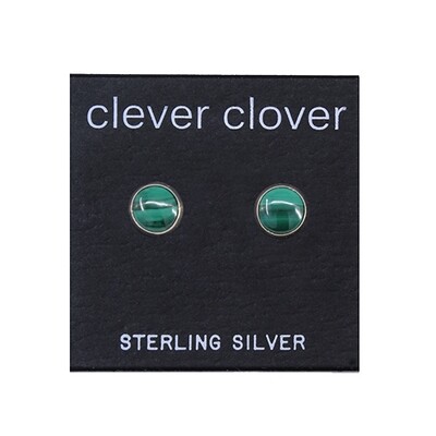 Malachite 6mm Sterling Silver Circle Posts - P6-MAL