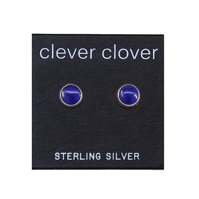 Navy Colored 6mm Sterling Silver Circle Posts - P6-LP
