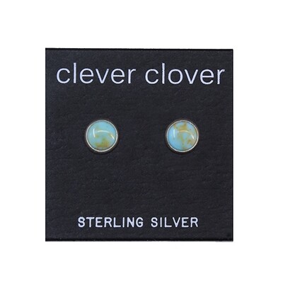 Turquoise Colored 6mm Sterling Silver Circle Posts - P6-TQ