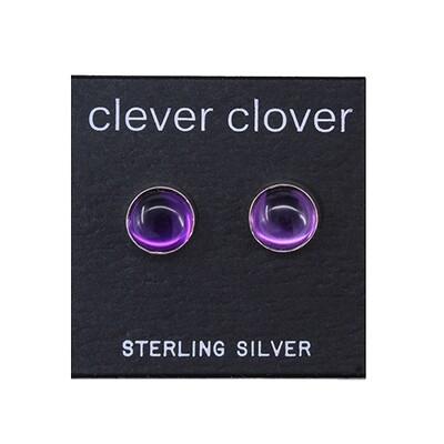 Amethyst 8mm Sterling Silver Circle Posts - P8-AMY