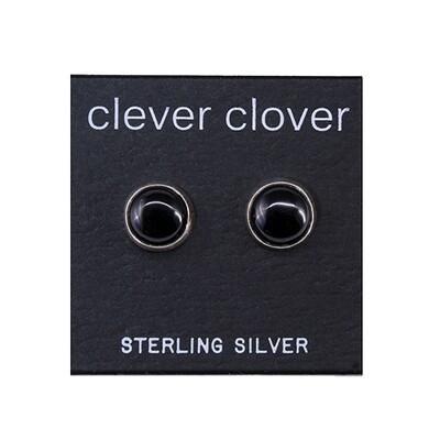 Black 8mm Sterling Silver Circle Posts - P8-BO