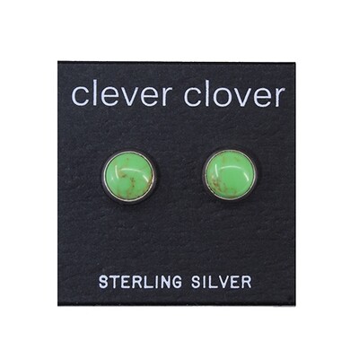 Gaspeite 8mm Sterling Silver Circle Posts - P8-GSP