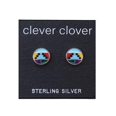 Mosaic 8mm Sterling Silver Circle Posts - P8-MOY
