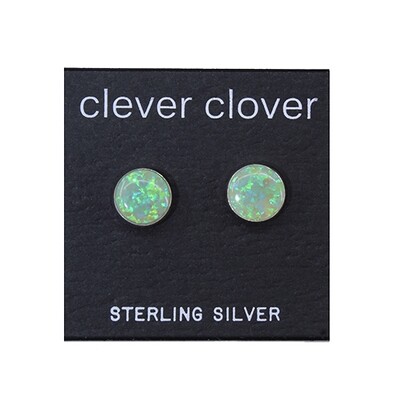 Opalescent 8mm Sterling Silver Circle Posts - P8-LGOP