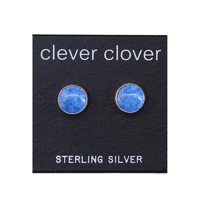 Denim Colored 8mm Sterling Silver Circle Posts - P8-DL