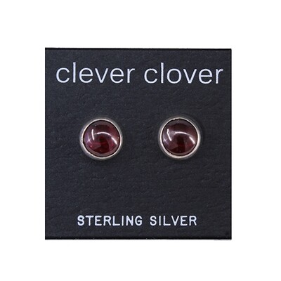 Garnet 8mm Sterling Silver Circle Posts - P8-GAR