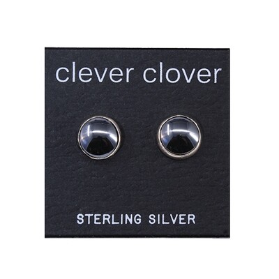 Hematite 8mm Sterling Silver Circle Posts - P8-HEM