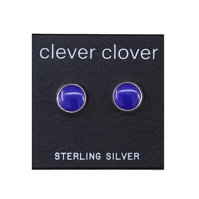 Navy Colored 8mm Sterling Silver Circle Posts - P8-LP
