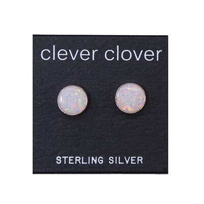Opalescent 8mm Sterling Silver Circle Posts - P8-WOP