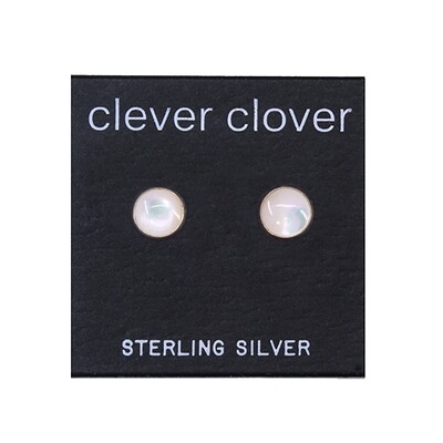 Mother of Pearl 6mm Sterling Silver Circle Posts - P6-MOP