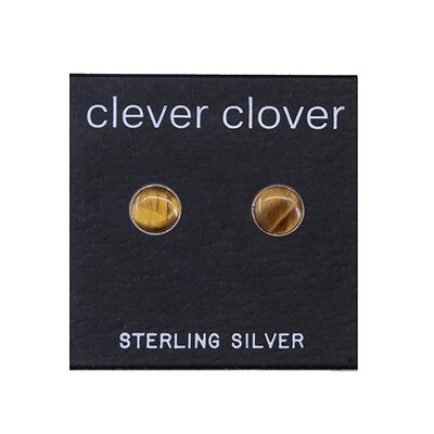 Tiger Eye 6mm Sterling Silver Circle Posts - P6-TE