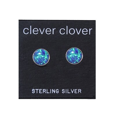 Opalescent 8mm Sterling Silver Circle Posts - P8-DGOP