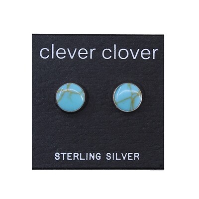 Turquoise Colored 8mm Sterling Silver Circle Posts - P8-TQ