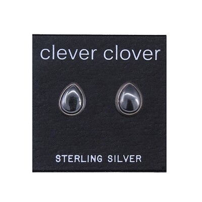 Hematite 8mm Sterling Silver Teardrop Posts - P10-HEM