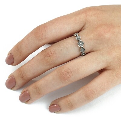 RP2973 Sterling Silver 5 Flowers Ring