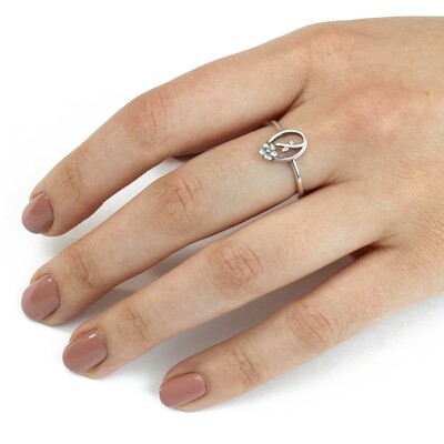RP3828 Sterling Silver Open Oval Flower Ring 