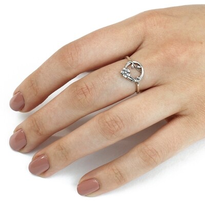 RP3593 Sterling Silver Floral Vine Circle Ring