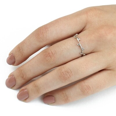 RW2026 Sterling Silver Alternating Leaves Rings