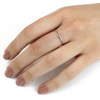 RP3622 Sterling Silver Tiny Crescent Star Ring