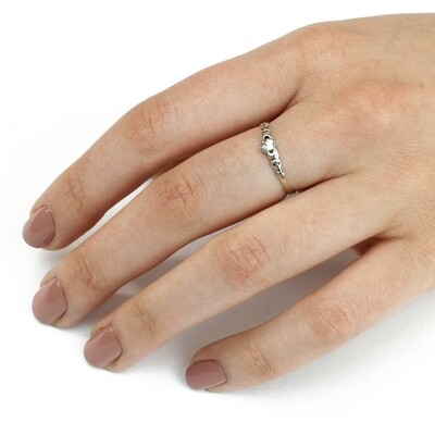 RP2231 Sterling Silver Tiny Claddaugh Ring