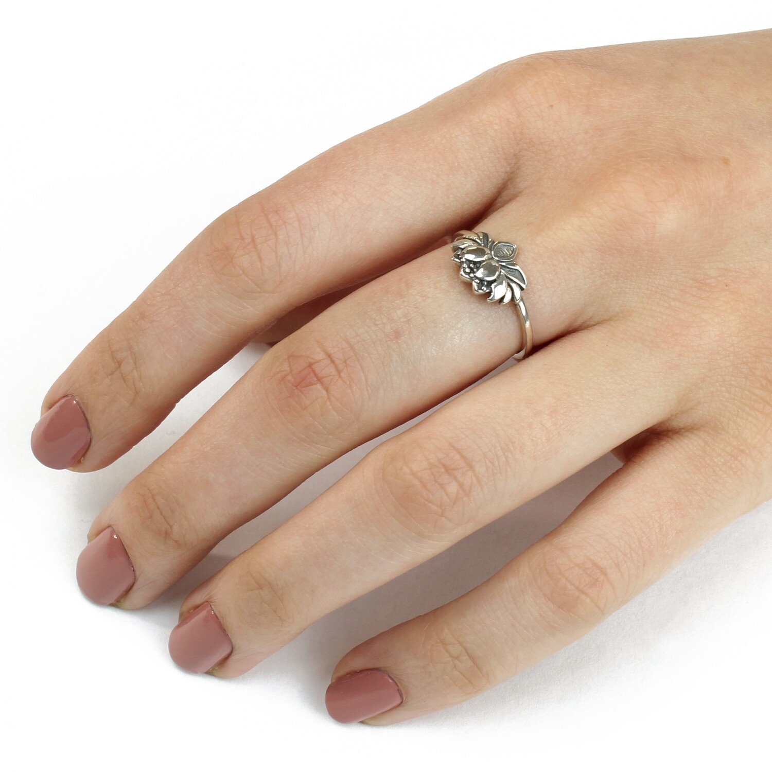 RP3409 Sterling Silver Solid Lotus Ring