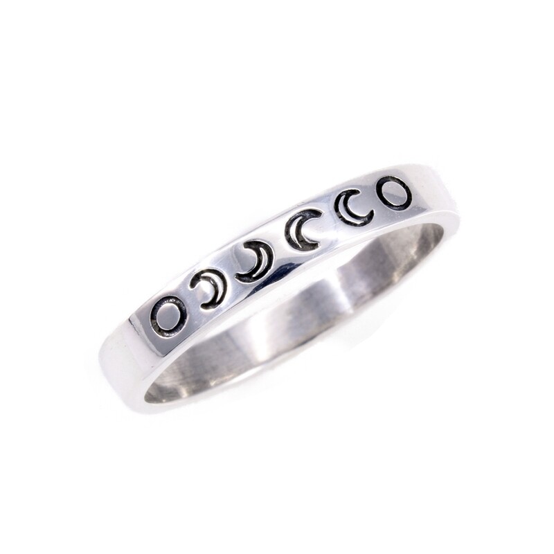 RP3078 Sterling Silver Etched Moon  Phases Ring