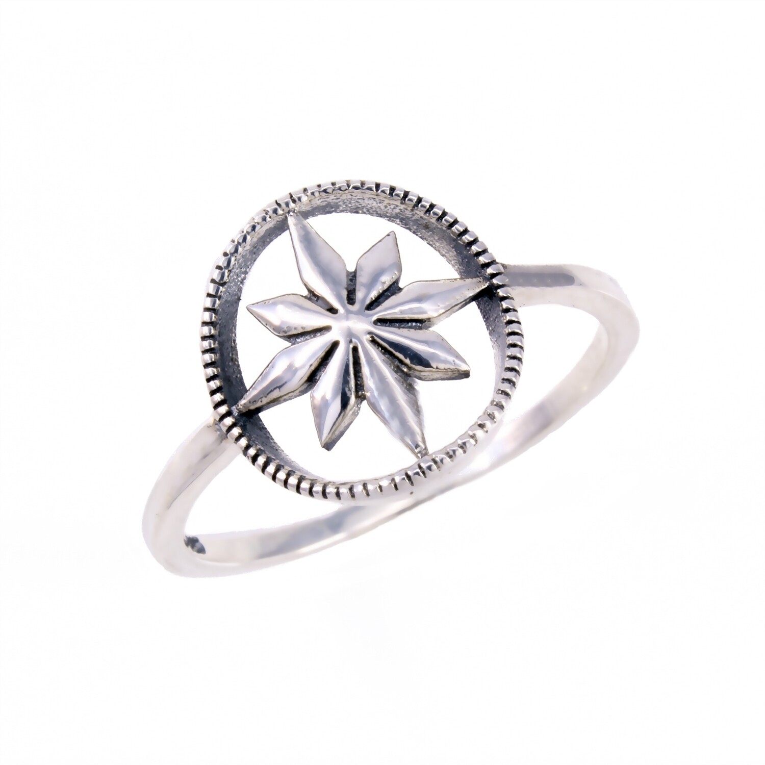 RP3612 Sterling Silver Open Compass Ring