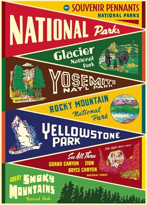 National Parks Pennants Poster - 20” X 28” - #413