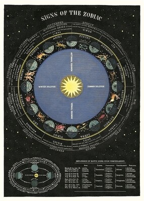Zodiac Chart Poster  - 20” X 28” - #215