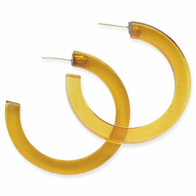 Amber Colored Lucite Hoops - IAE20