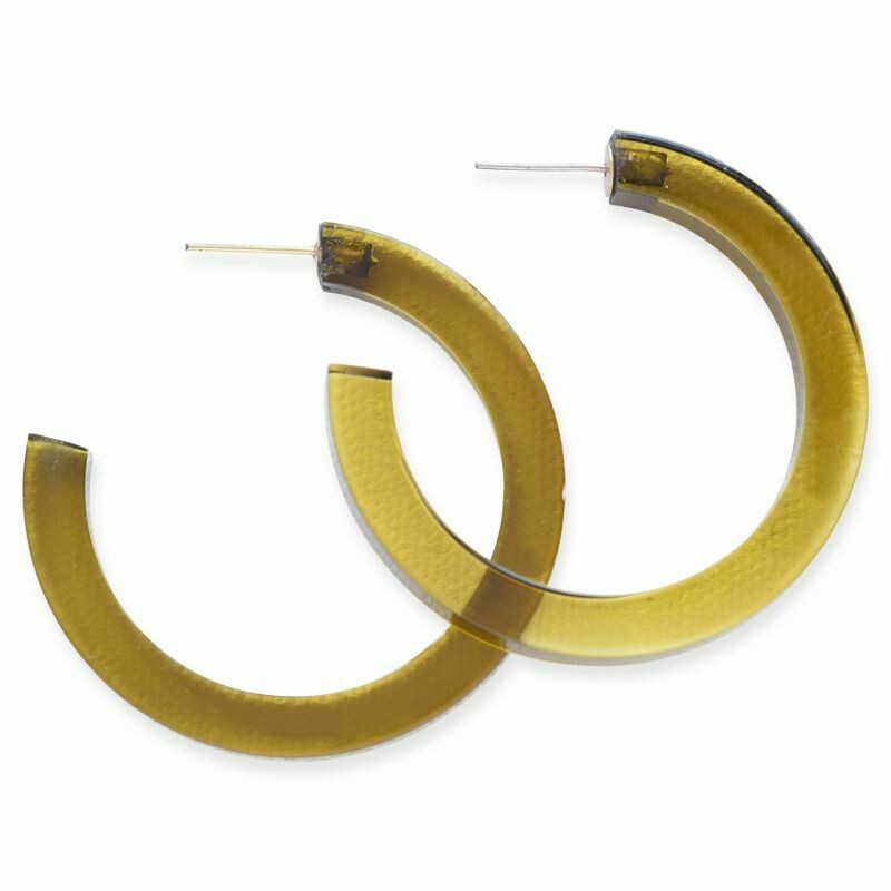 Olive Colored Lucite Hoops - IAE20
