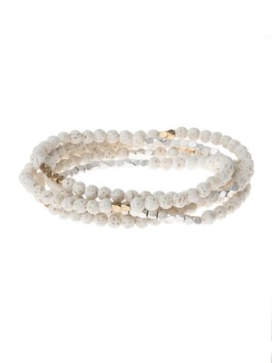SW041 Stone Wrap Bracelet/Necklace - White Lava Stone