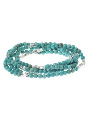 SW006 Stone Wrap Bracelet/Necklace - Turquoise/Silver