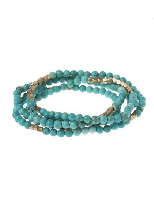  SW001 Stone Wrap Bracelet/Necklace - Turquoise/Gold