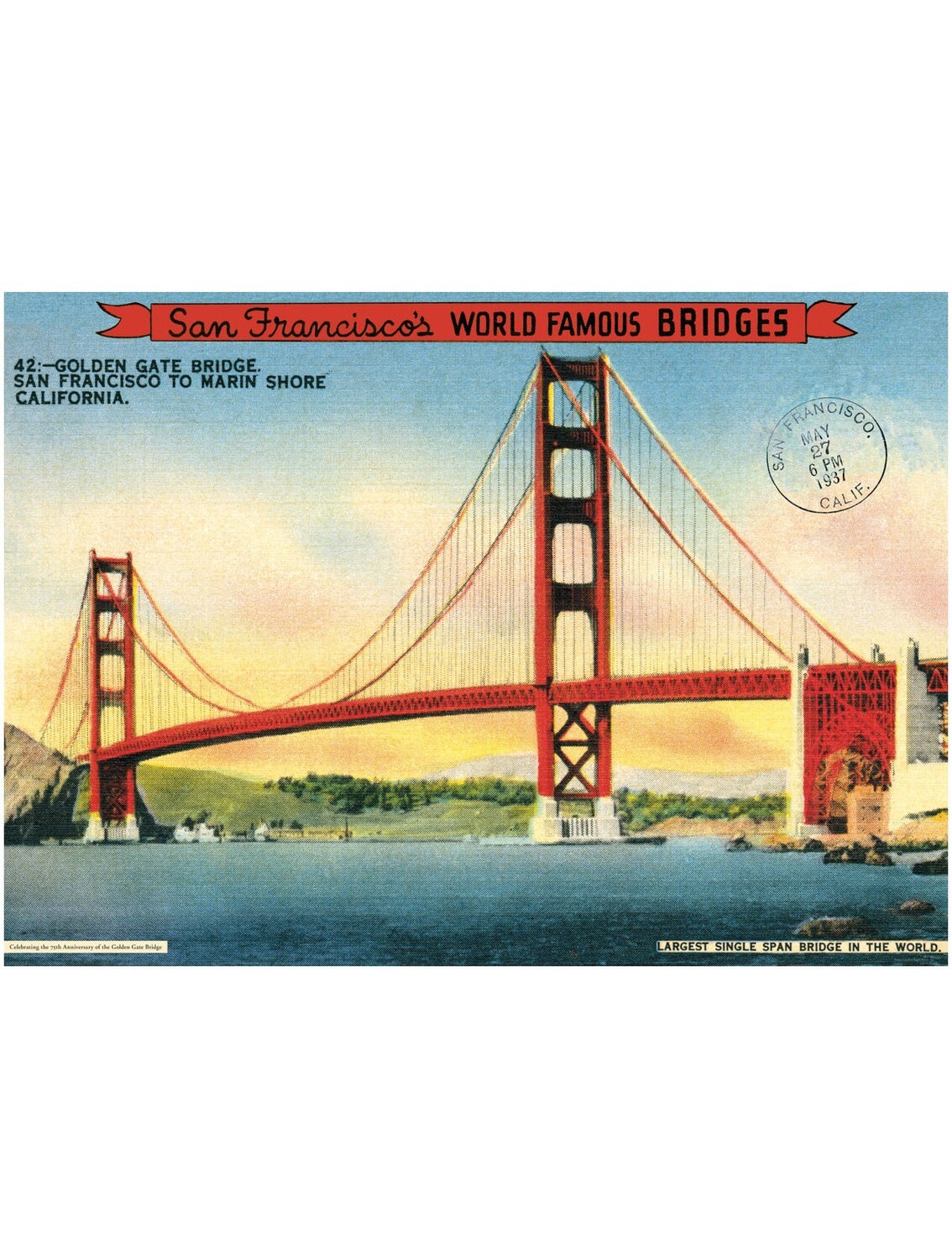 Golden Gate Bridge Poster  - 20” X 28” - #418