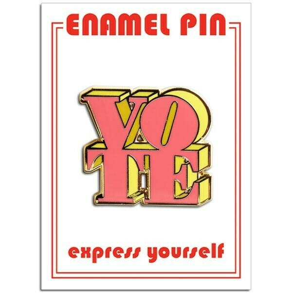 Vote Pink/Yellow Enamel Pin - FFP-183 