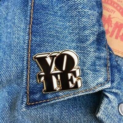 Vote Black/White Enamel Pin - FFP-182 