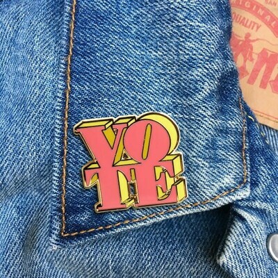 Vote Pink/Yellow Enamel Pin - FFP-183 