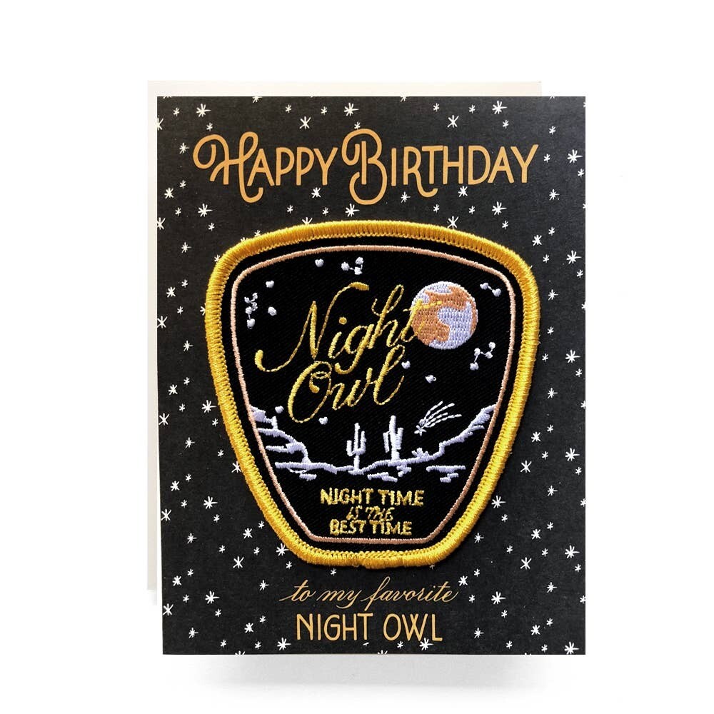 Night Owl Patch Card Happy Birthday - AQ9