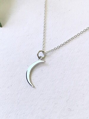 SSN1196 Sterling Silver Medium Crescent moon Necklace