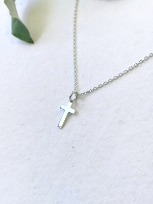 SSN1324 Sterling Silver Tiny Cross Necklace