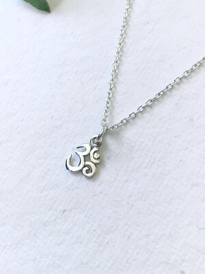 SSN1325 Sterling Silver Tiny Om Symbol Necklace