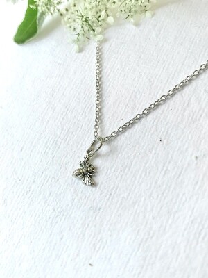 SSN6007 Sterling Silver Tiny Honey Bee Necklace